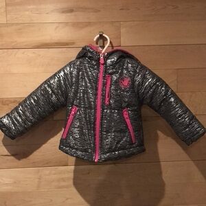 Body glove jacket size 2T pink silver black puffer coat
